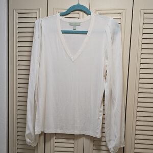 Elegant Cream V-Neck Blouse